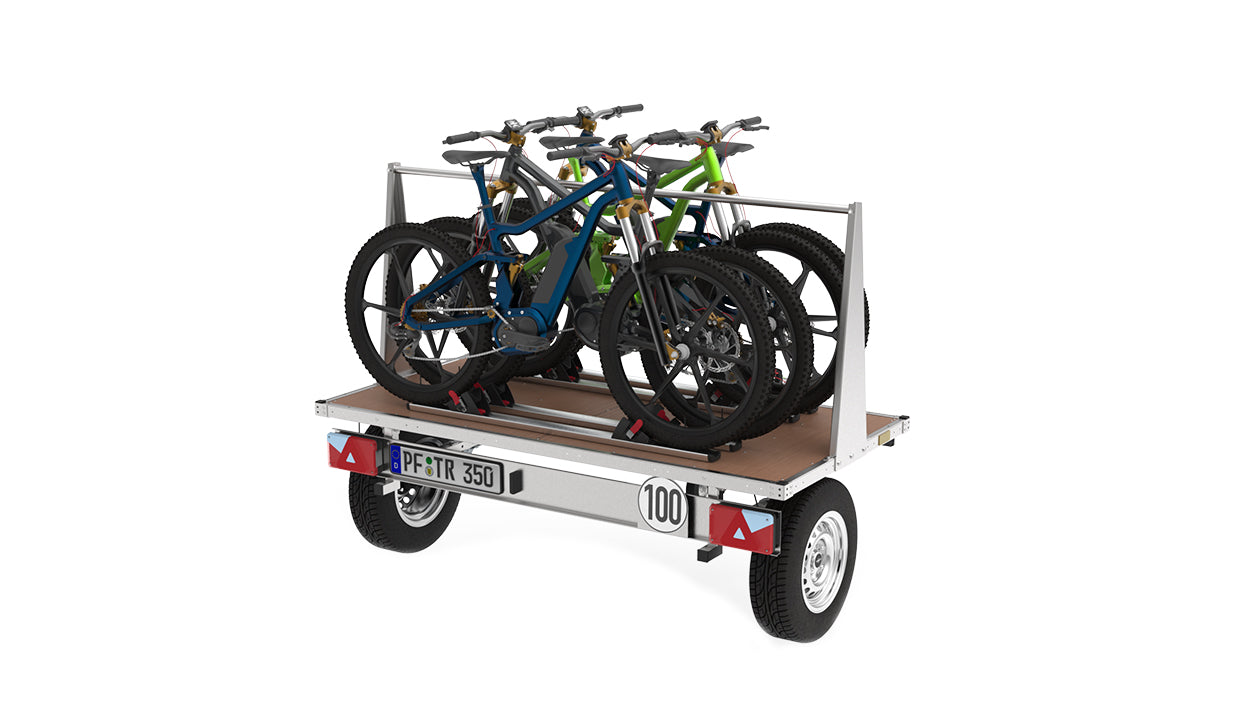Treiler 350 gerendertes Bild mit E-Bikes beladen.